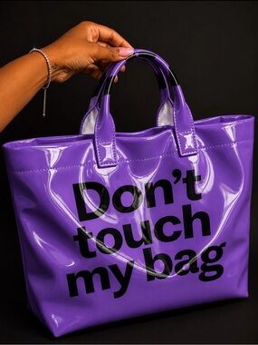 Don’t Touch My Bag Purple Patent Tote